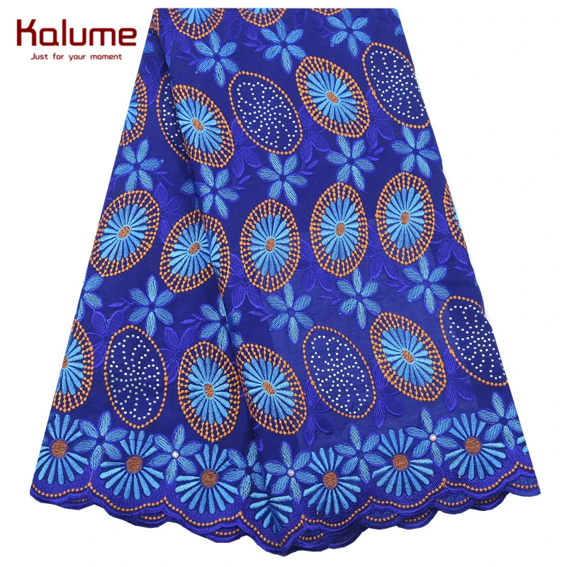

Kalume Soft African Cotton Lace Fabric Latest Design Nigerian Swiss Voile Lace Fabric With Stone For Nigerian Wedding Dress 1926