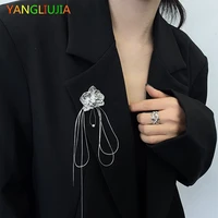 yangliujia metal flower tassel brooch chapter retro fashion personality micro ms party travel jewelry accessories 2022