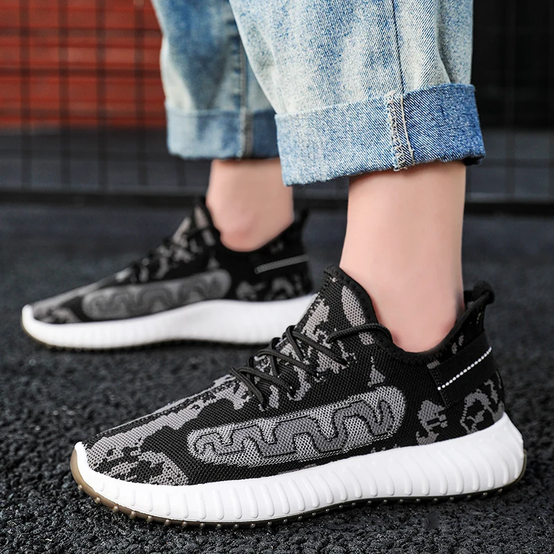 

Male Sneakers Solid White Fashion Knitting Casual Shoes Men Sneaker Man Shoe Sneakers Leisure Men's Causal For