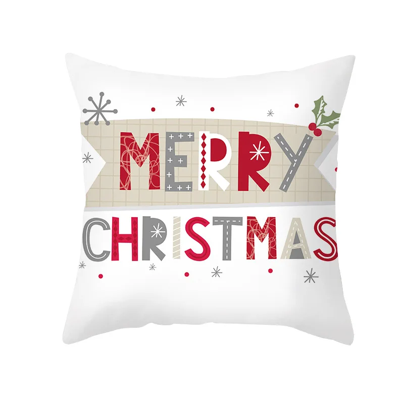 

Cartoon Printed Cushion Cover 45x45cm Christmas Santa Claus Snowman New Year Home Decor Sofa White Decorative Pillow Covers