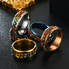 Женское кольцо из нержавеющей стали с цветными бриллиантами