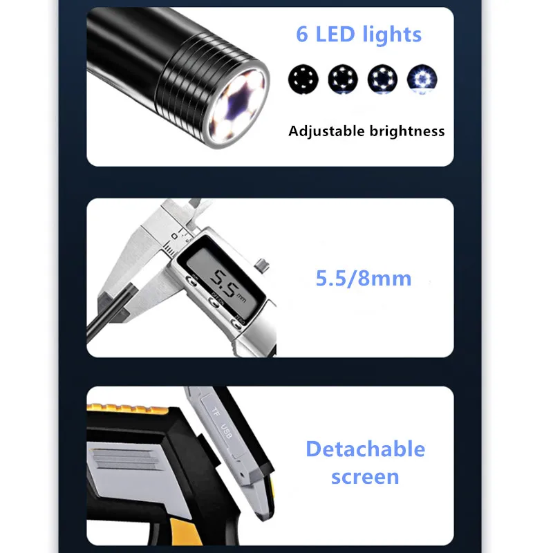 

Digital Industrial Endoscope 4.3 inch LCD screen Borescope Videoscope Semi-Rigid Inspection Camera Handheld Endoscope