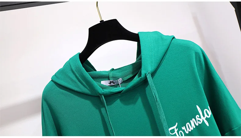 

2XL-6XL Plus Size Sweater 2021 New Women's Solid Color Hooded Collar Long Sleeve Fashion Letter Printing High Quality Hoodie