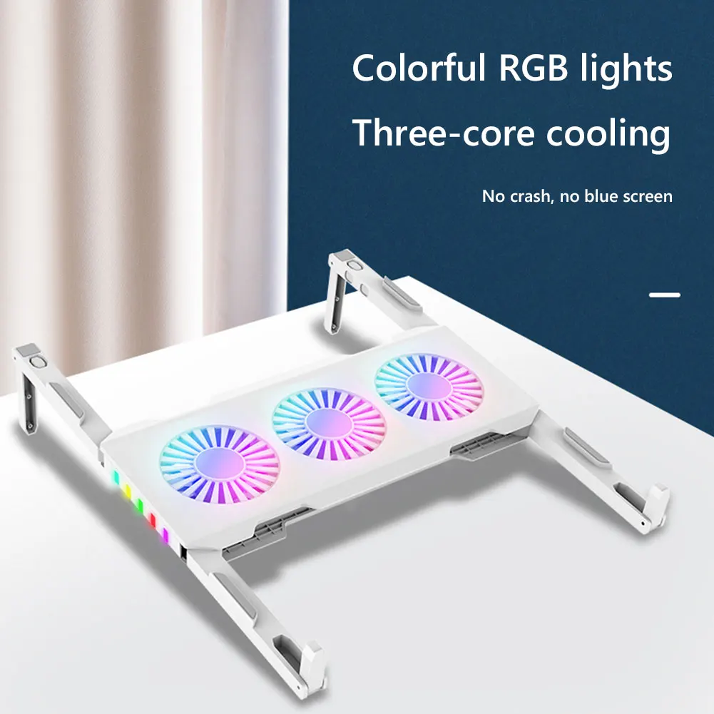 

Тихий кулер для ноутбука X1, 4500 об/мин, три вентилятора RGB, подставка для игровой подставки, портативная Универсальная база для охлаждения ноу...