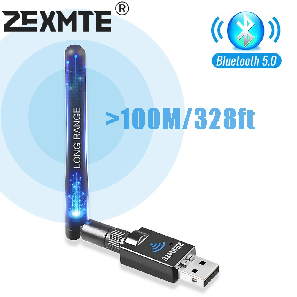 100M USB Bluetooth 50 Adapter Transmitter 328ft Wireless Bluetooth Audio Receiver USB Dongle For PC Computer Windows 7810