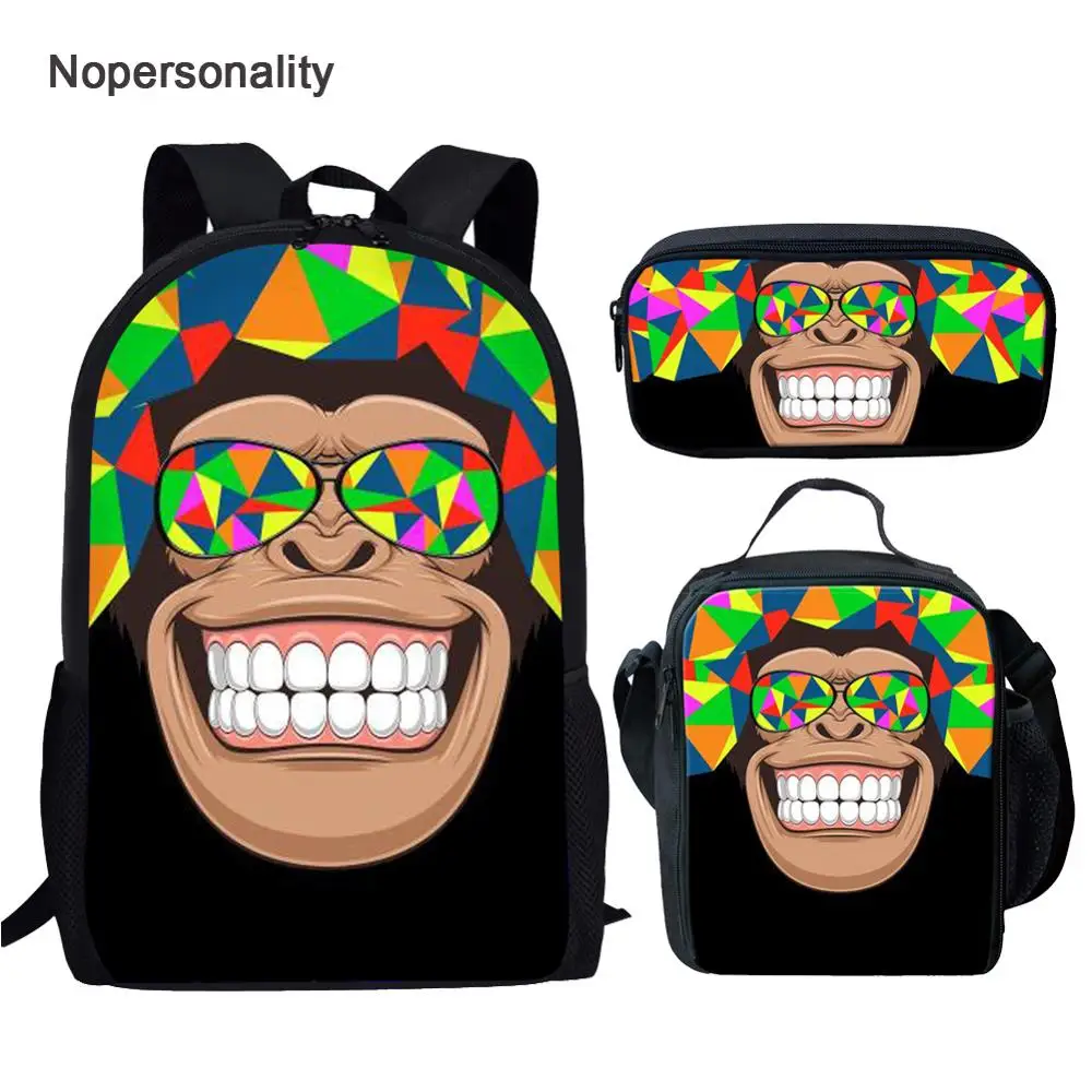 

Классный рюкзак Nopersonlity с рисунком орангутана со смайликом для детей, школьный рюкзак для подростков, наборы рюкзаков для мальчиков и девоче...