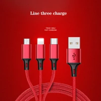 3 in 1 usb cable type c for iphone android type c huawei xiaomi iphone mobile charging one drag three data lines