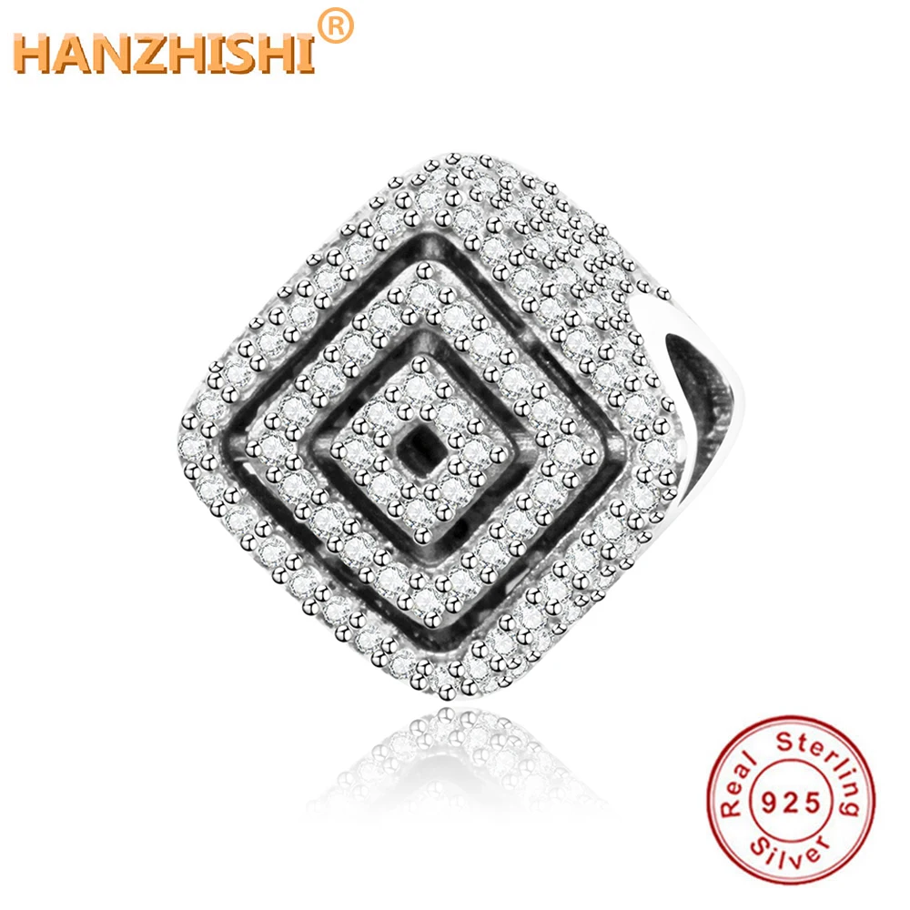 

Оригинальный Европейский очаровательный браслет, новая мода, Настоящее серебро 925 пробы, Квадратные бусины, подвески с фианитами, ювелирные...