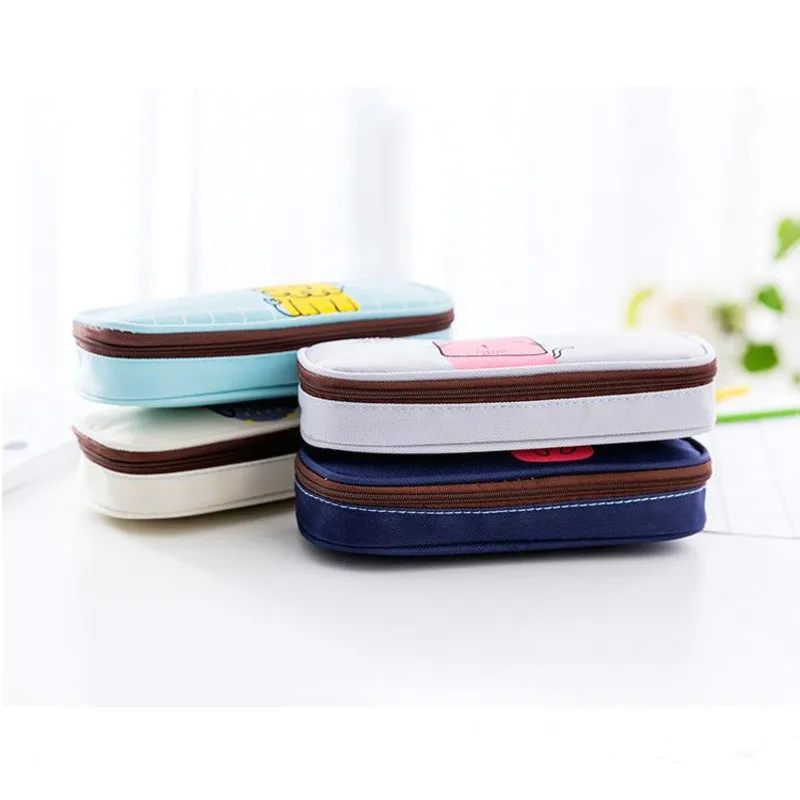 

Kawaii Student Pencil Cases Bags Cute Stationary Pen Box Large Capacity Pencil Pouch Cartoon Cat Lion Fox Office School Supplies