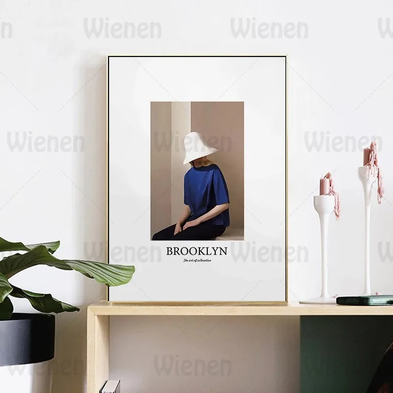 

Nordic Art Posters and Prints Umbrella Glass Cup Woman with White Hat Pictures Canvas Paintings Wall Art Home Decor Study Room