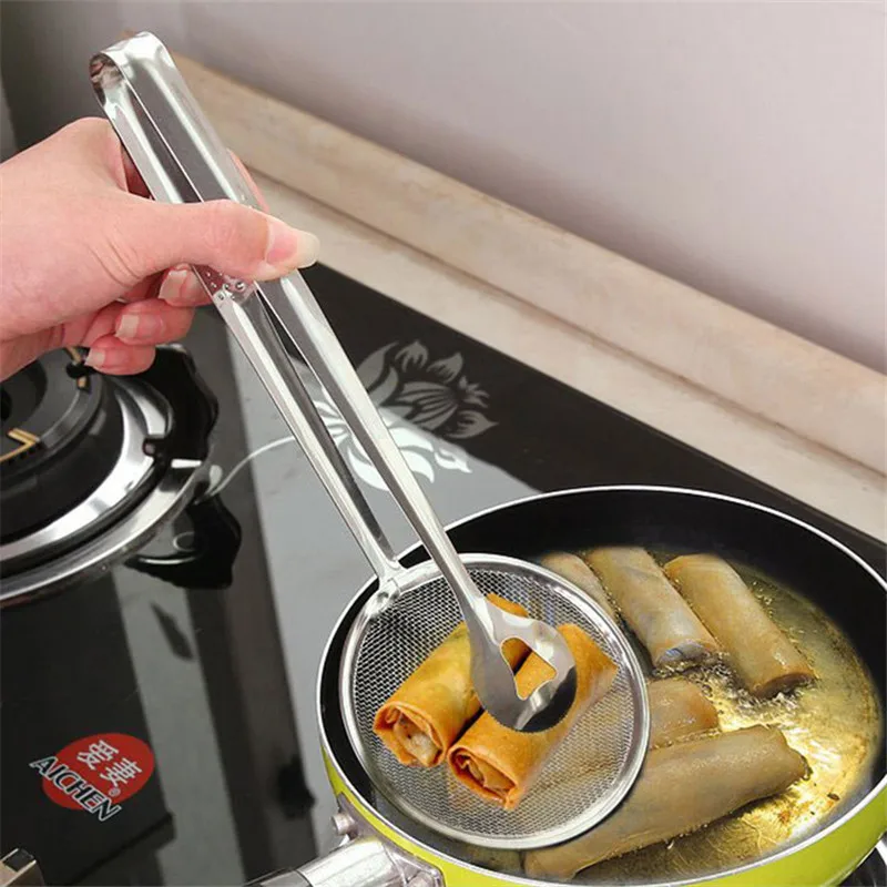 

Kitchen Tongs Stainless Steel Fried Food Oil Scoop Kitchen Cooking Tools Colander Strainer Drain Oilfolder Kitchen Accessories