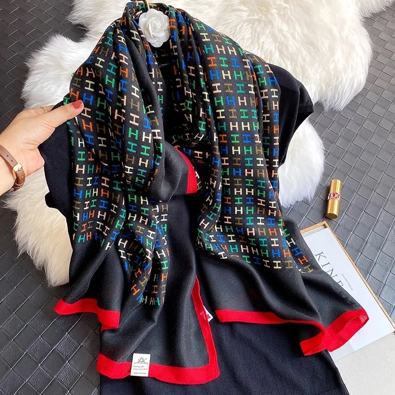 Роскошный женский брендовый хлопковый шарф 180*90 см Большие шали Пашмина хиджаб