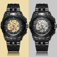 2020 luxury automatic mechanical watch men black silver gold stainless steel skeleton wristwatch male business relogio masculino