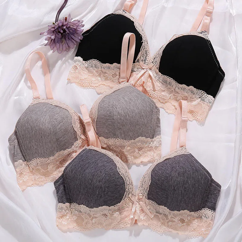Женский кружевной бюстгальтер бесшовный хлопковый с пуш ап чашечкой CD размера