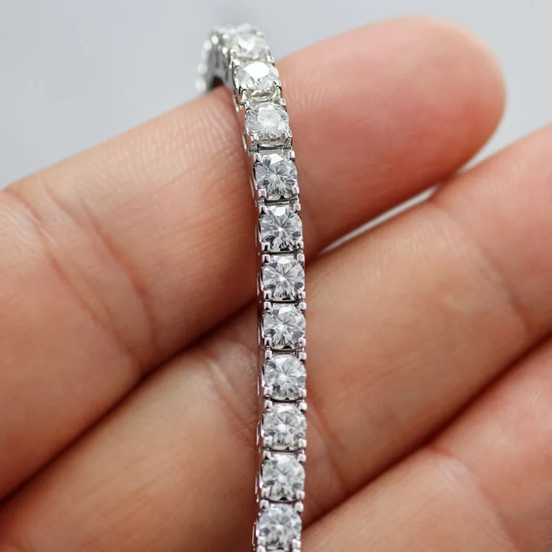 Теннисный браслет с муассанитом белое золото 14 к 18 см 27 шт. 6 5 мм|Гибкие и жесткие