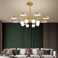 modern luxurious fower led chandelier lighting golden black ceiling pendant light for living room bedroom kitchen home decor