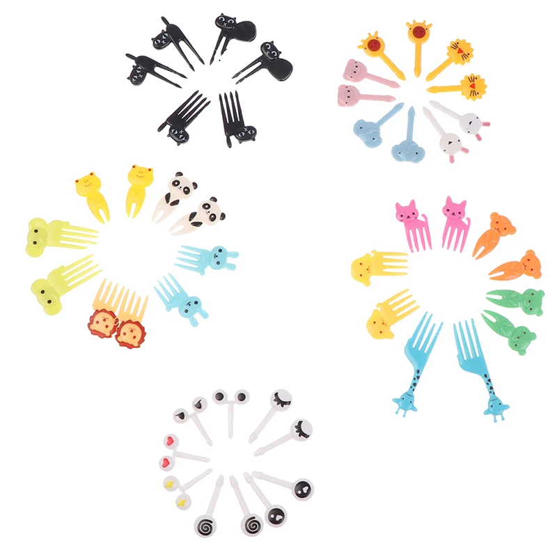 

6/10pcs/pack Mini Cartoon Children SnackCake Dessert Pick Bento LunchesDecoration Mini Plastic Bento Decorative Stick