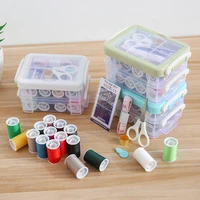 household sewing box set needle pack with threader thimble scissors measure ruler 16 colors cotton thread portable sewing parts