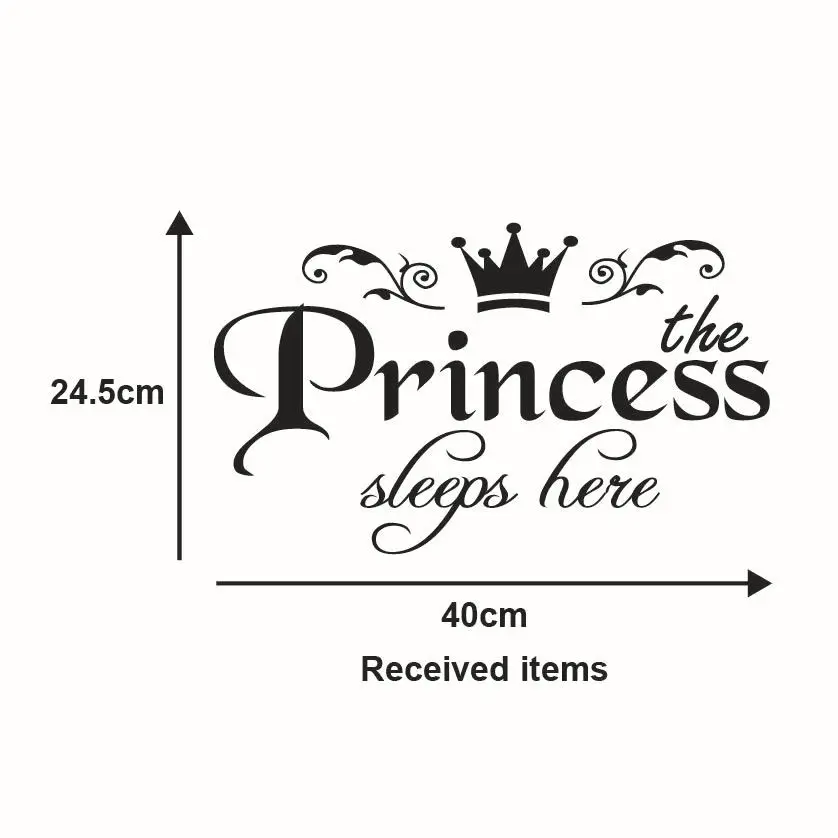 

Motto Princess Sleeps here Wall Sticker For Home Bedroom Decor Living Room Decoration Stickers Wall Decals Mural for Kids Room