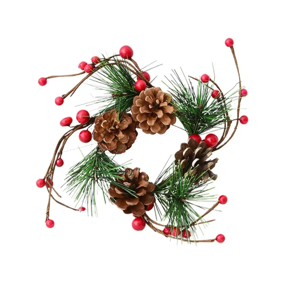 Christmas Wreath Pine Cone Rattan Christmas Door Decoration Bell Pendant Diy New Year Thanksgiving Christmas Wreath Decorations