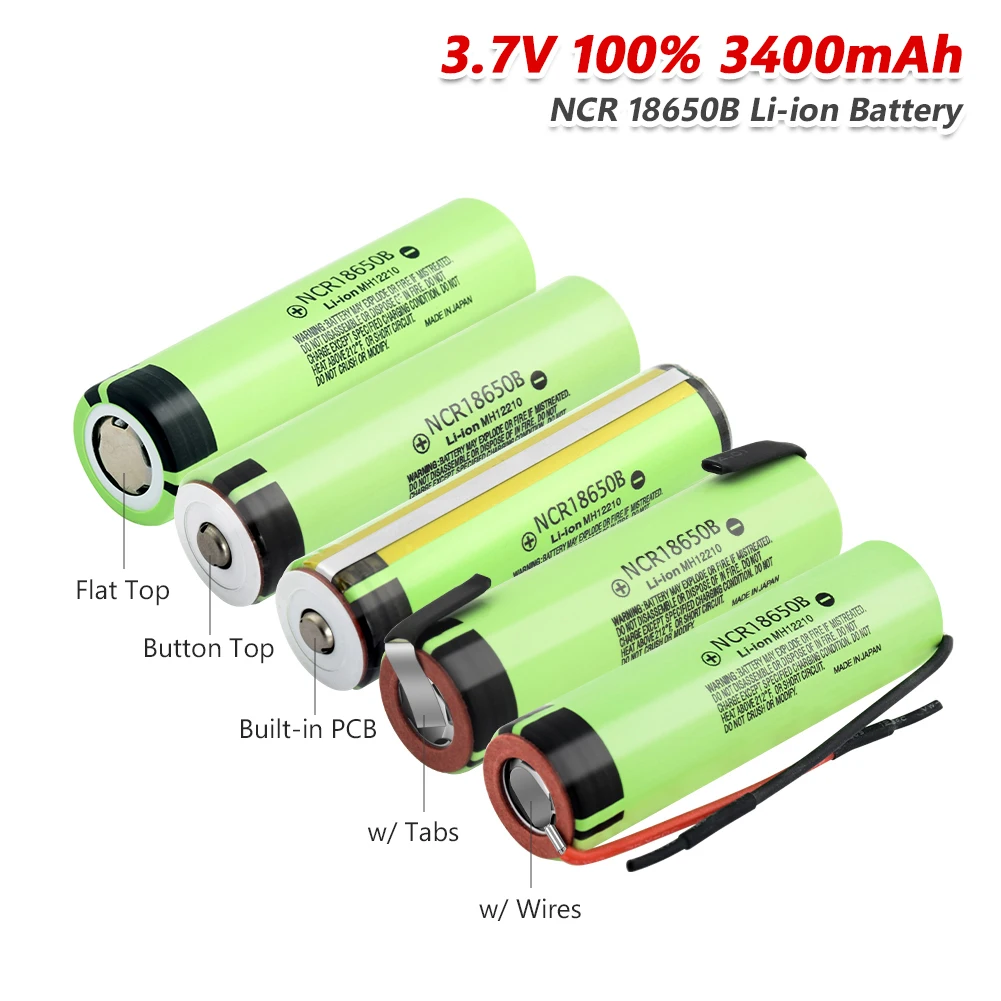 

Authentic NCR 18650B Battery 3.7V 3400mAh Rechargeable For Flashlight Torch 3400mAh Protected 18650 NCR18650B 3.7V Lithium