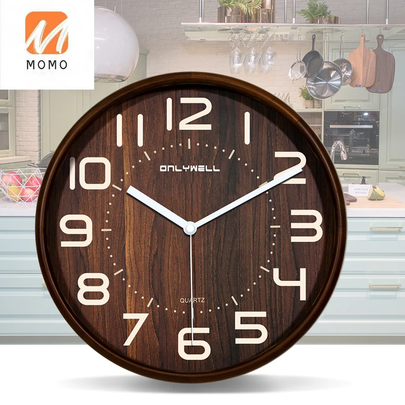 

Round Wall Clock Wooden Modern Design Wooden Analog clock Home Decoration Accessories
