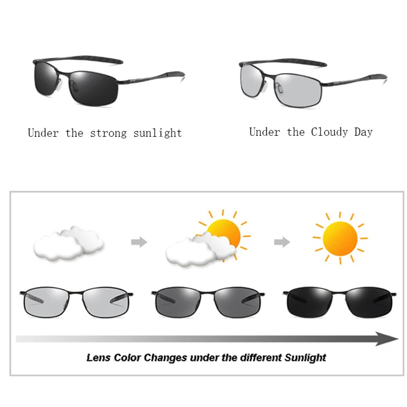 HD поляризованные солнцезащитные очки мужские переходная линза для вождения
