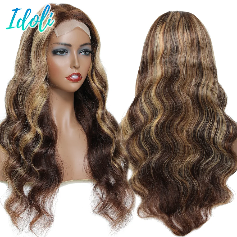 Хайлайтер парик человеческие волосы тела волна на кружевной передний al для