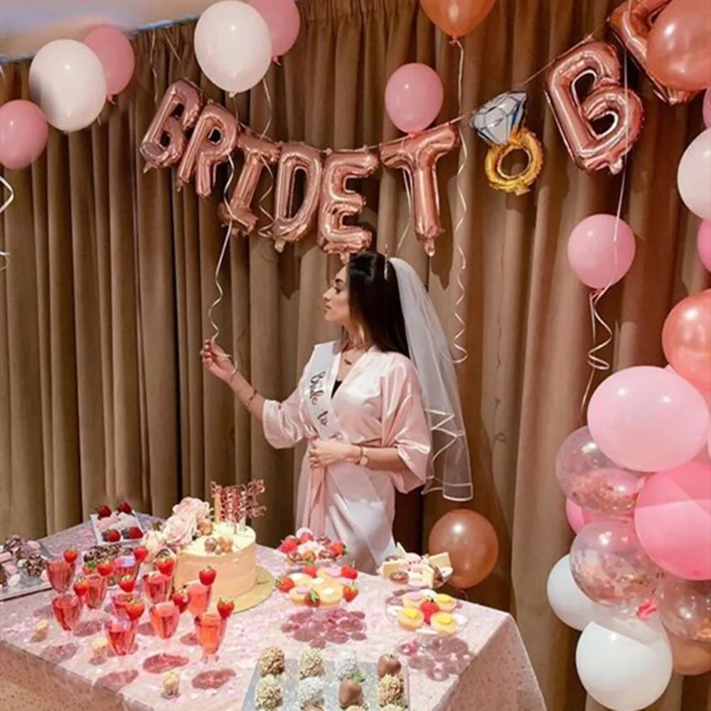 16inch Rose Gold Bride Ballons To Be Foil Letter Balloons Wedding Bachelorette Party Decorations Hen Accessories Supplies | Дом и сад