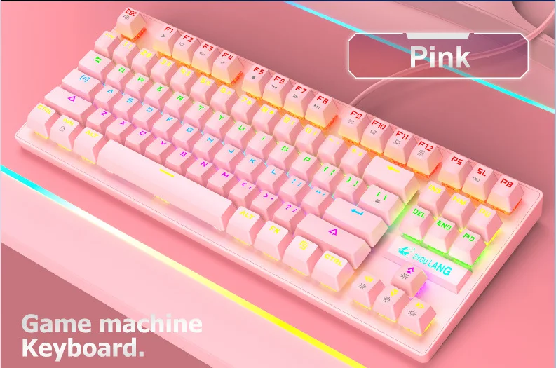 87 клавиш механическая клавиатура USB проводной светодиодный подсветкой синий