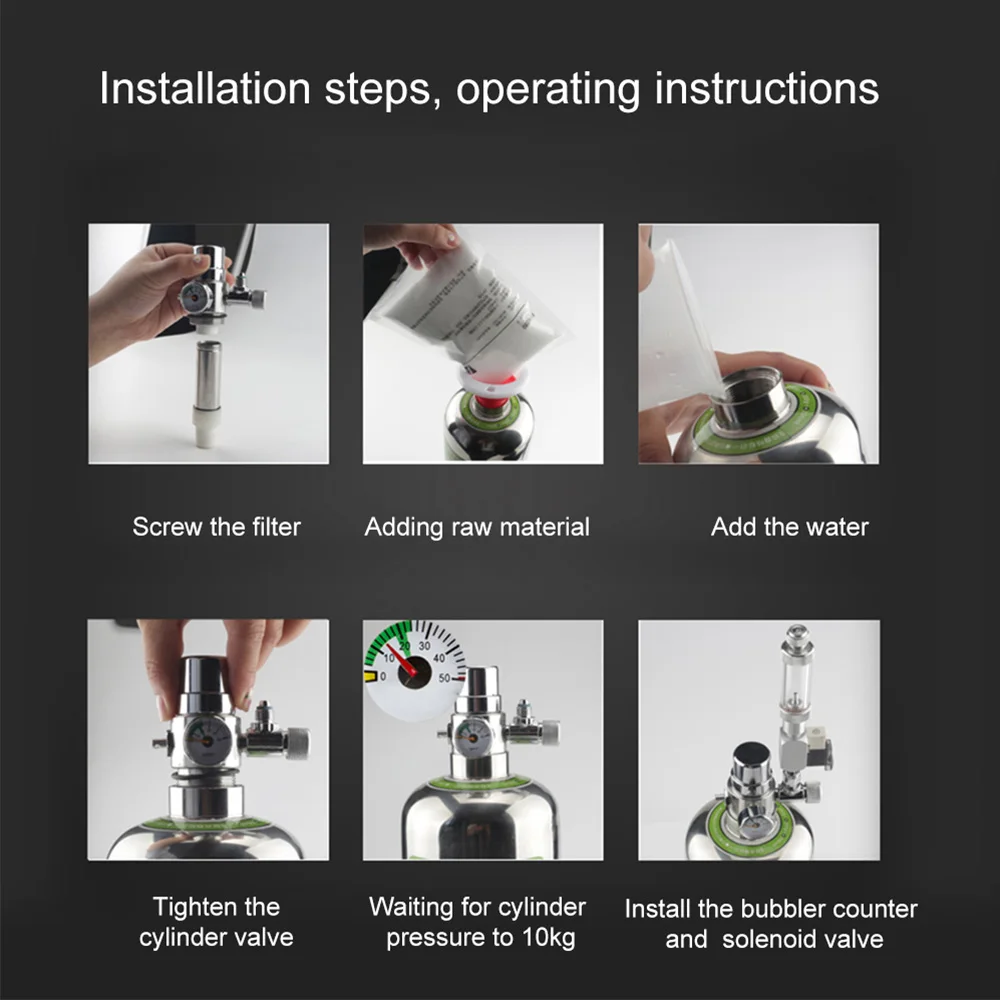 Система генератора CO2 для аквариума 2 л комплект из цилиндра нержавеющей стали с