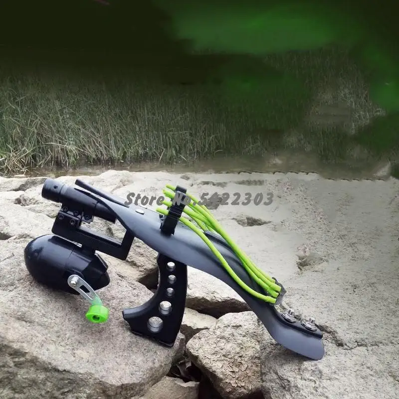 

New High Velocity Hunting Fishing Slingbow Wrist Slingshot With Fishing Wheel Laser Slingshot Night Hunting Fishing Catapult