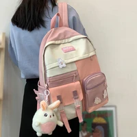 girl harajuku kawaii backpack women waterproof cute school bag pin badge lady nylon backpack student book female bags trendy new