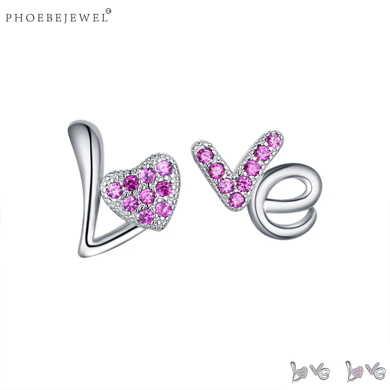 Женские серьги гвоздики с фианитом AAA PHOEBEJEWEL уникальные серебряные для свадьбы