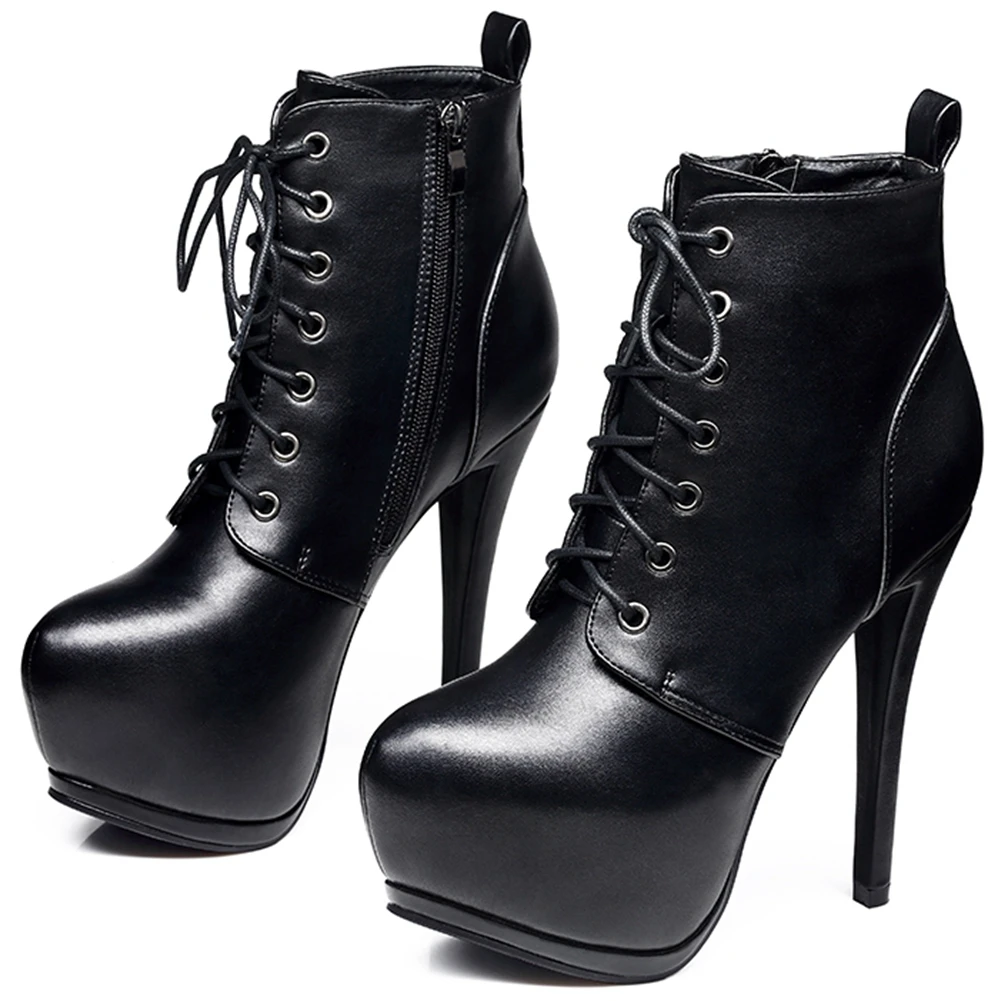 

Karinluna Party Sxey woman shoes Fashion Brand Design Big Size 39 Cross-tied Thin High Heels Platform Ankle Boots