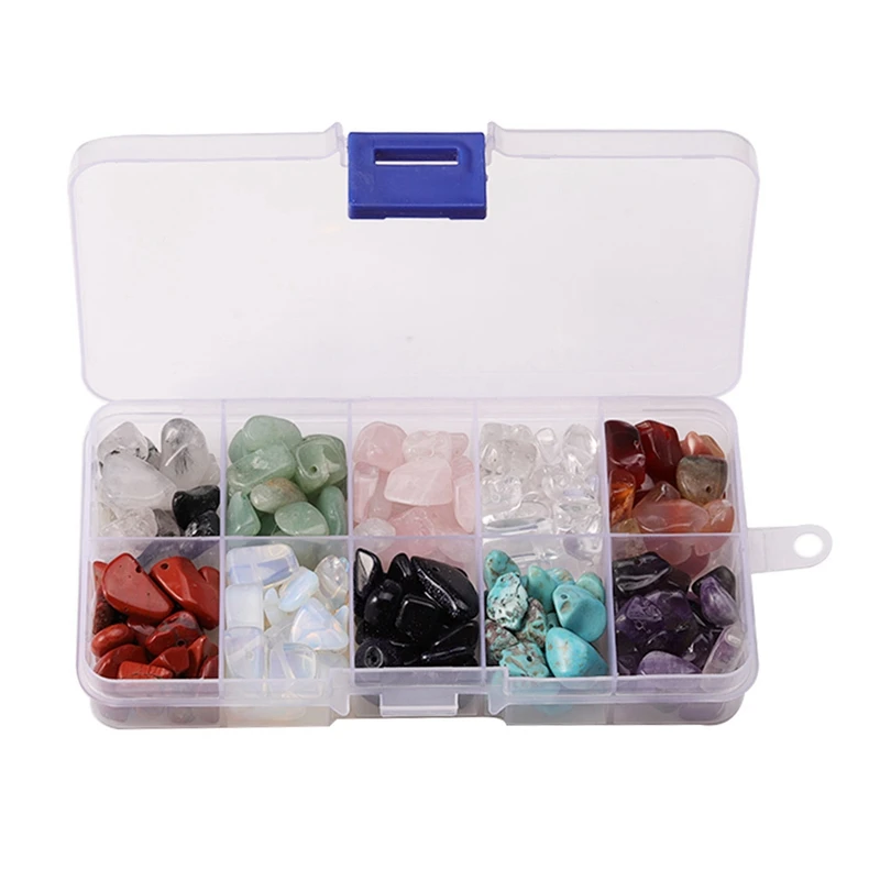 

Бусины из натурального камня, бусины неправильной формы с отверстием 6-10 мм, 1 коробка, 10 цветов, материалы для изготовления ювелирных издели...