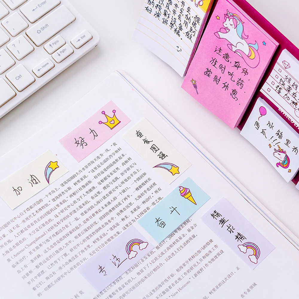 Блокнот с милым мультяшным единорогом блокнот клейкая бумага корейские