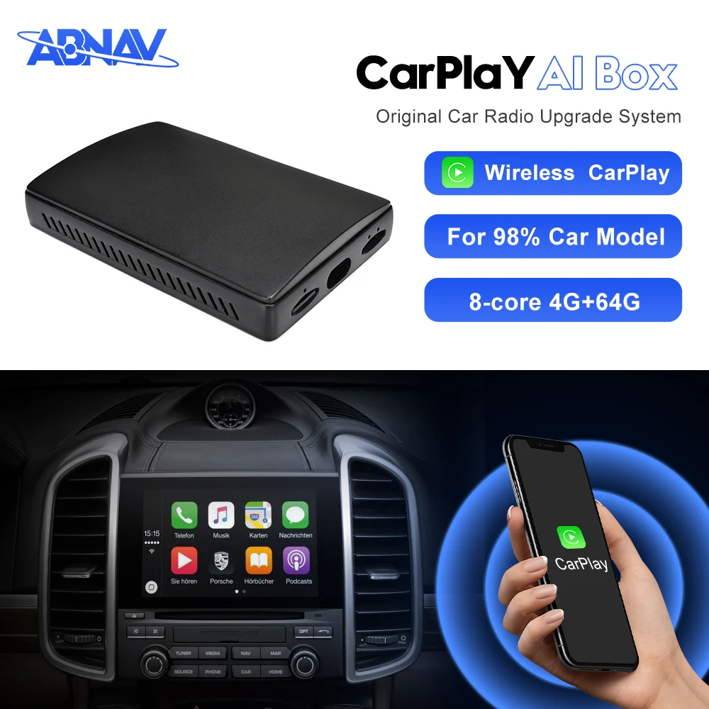 

Android Беспроводной Carplay AI Box совместимый 2018-2021 для Benz Audi Volvo Ford VW Toyota Honda с проводным заводским Carplay