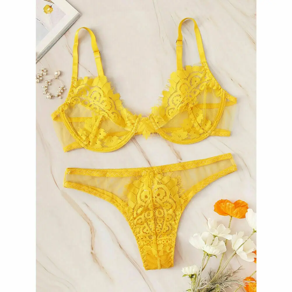 2019 Sexy Women Lace Hollow Out Bralette Set Goddess Sex Lingerie Ladies Bra and Panties Brief 2pcs Sets New Arrivals S-XL | Тематическая