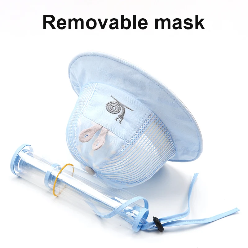 

Dustproof Anti-splash Baby Hat With Protective Clear Face Shield Cartoon UV Protection Sunproof Bucket Hat Cap Drop Shipping