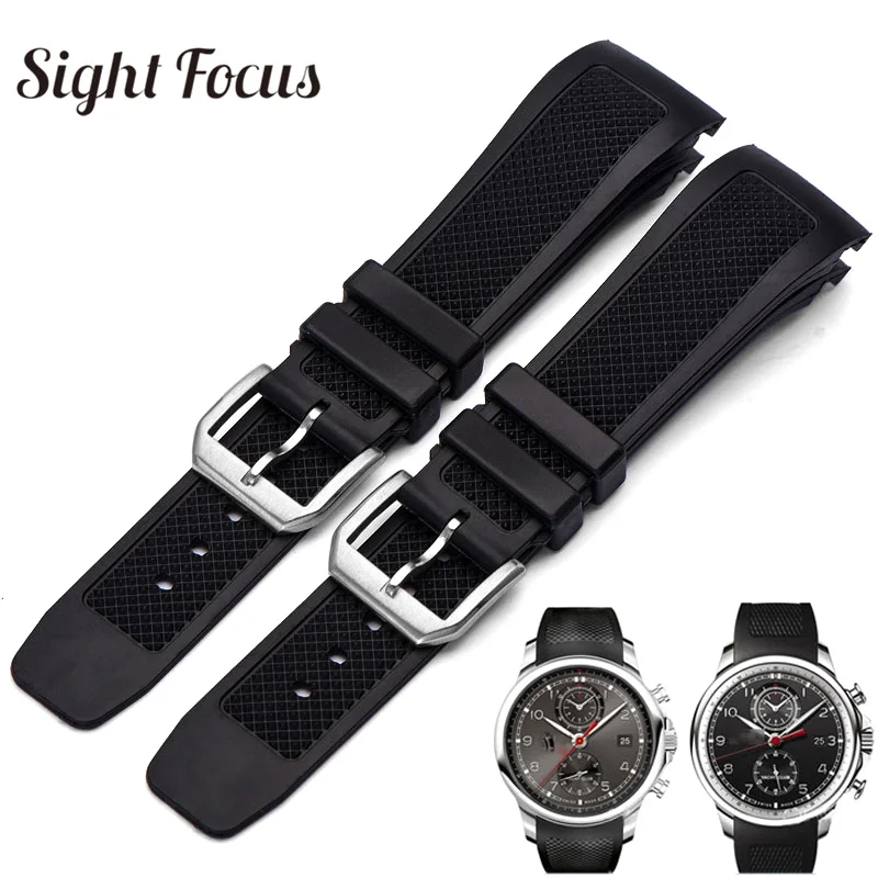 Изогнутый силиконовый ремешок для часов IWC гибкий IW390209 502 211 22 мм|Ремешки часов| |