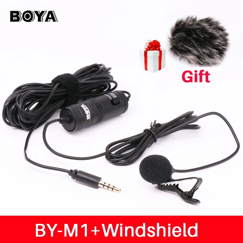 with winshield gift BOYA Петличный Всенаправленный Конденсаторный Микрофон Записи для iPhone DSLR Видеокамеры Audio Recorder ПО-М1 - Цвет: with winshield gift