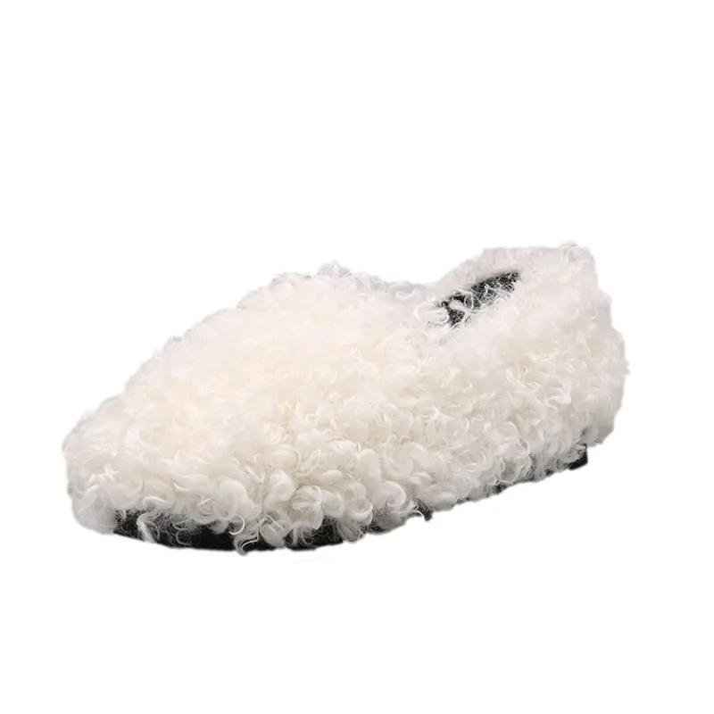 Туфли женские на плоской подошве пушистый хлопок плоская подошва повседневные