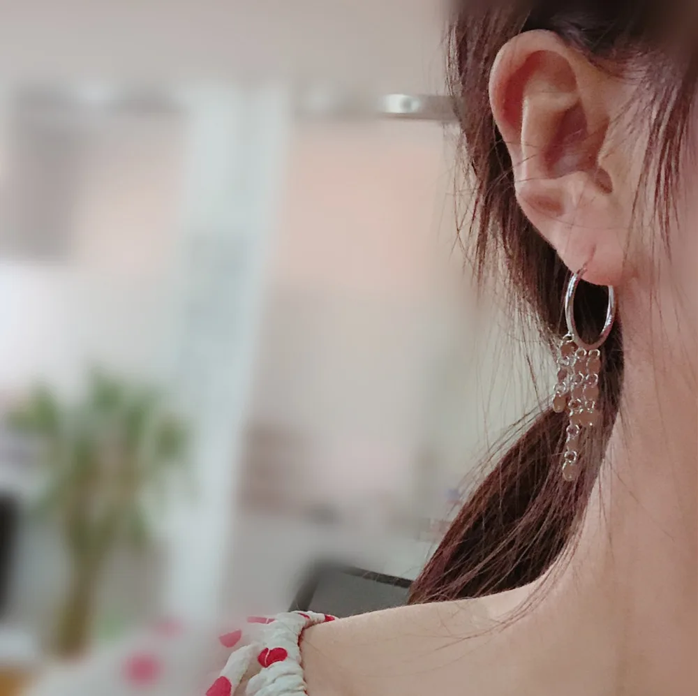 Женские серьги из серебра 925 пробы с крупными кольцами и кисточками длинные