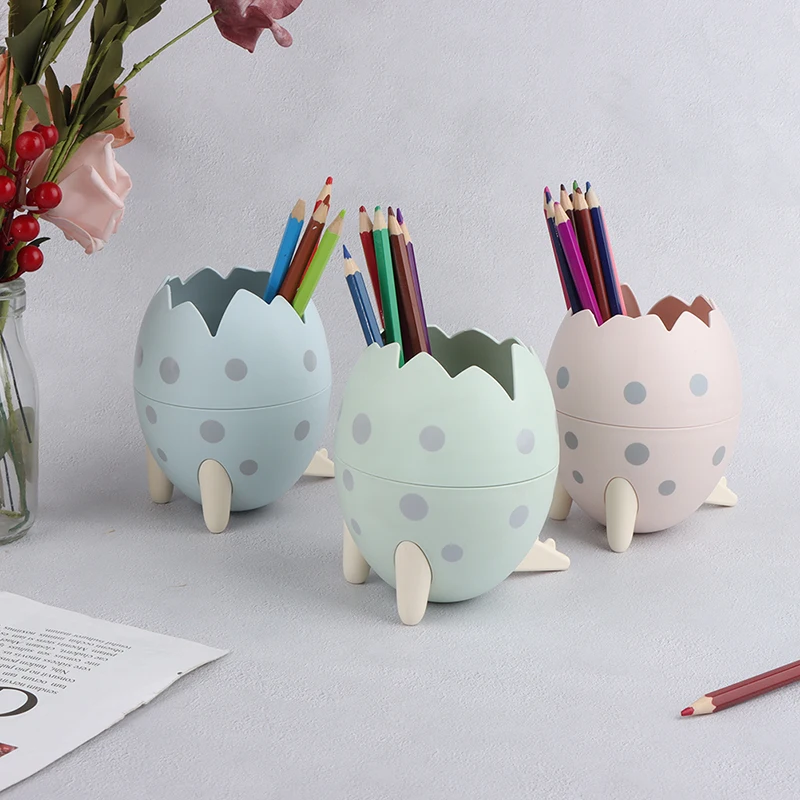 

Dinosaur Egg Shape Pen Holder Space Saver Desktop Organizer Makeup Brush Case