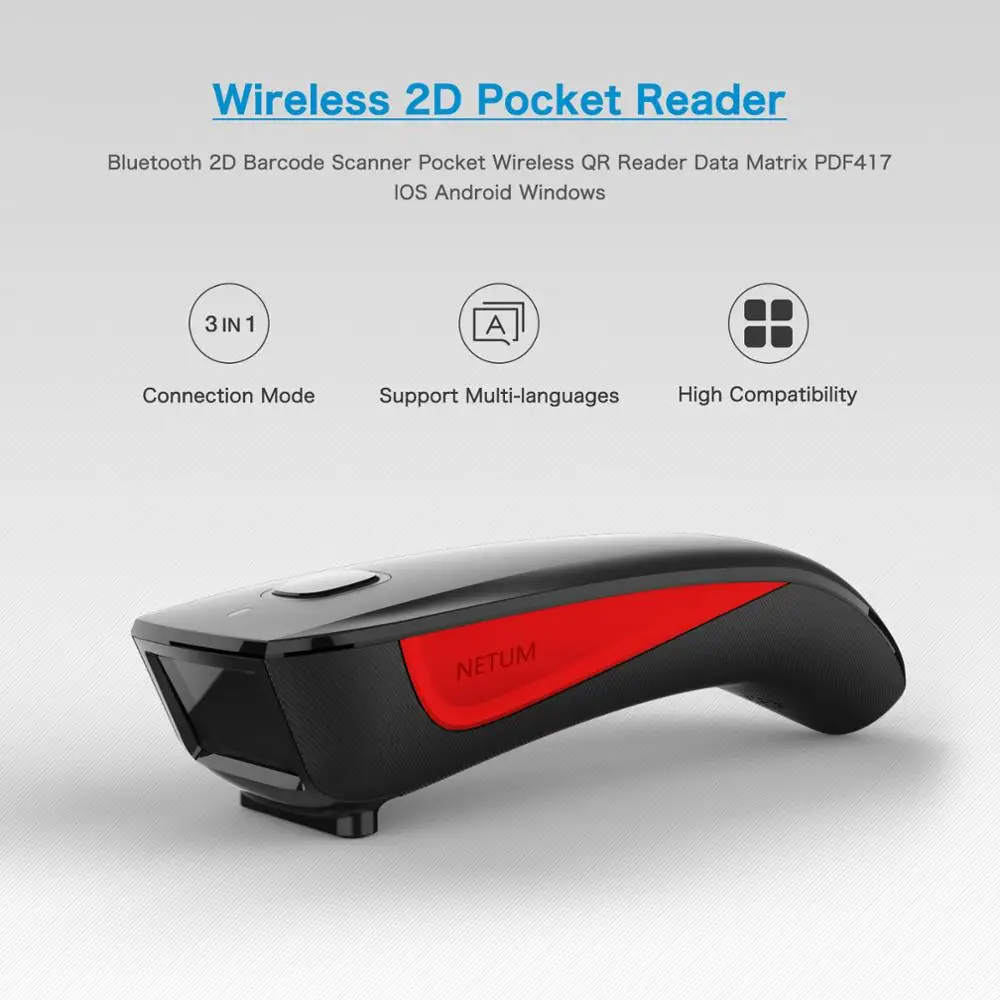 NETUM C990 Bluetooth 2D сканер штрих кода карман Беспроводной QR считывания данных матрица