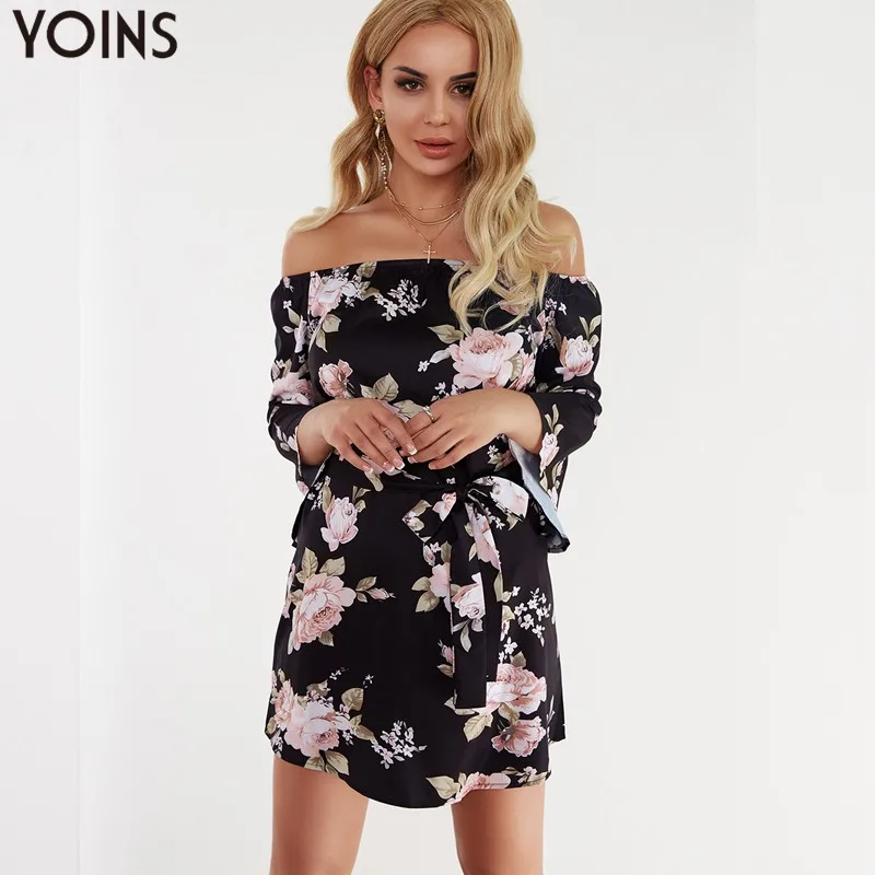 YOINS женское винтажное платье с цветочным принтом лето-осень 2020 сексуальное