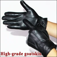 leather gloves mens high grade goatskin gloves autumn and winter outdoor warmth plus velvet sheepskin gloves driving gloves new