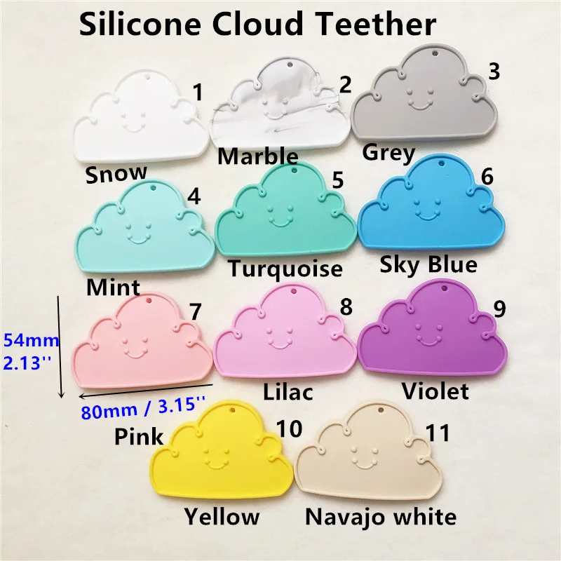 

Chenkai 10PCS Silicone Cloud Teether DIY Chew Pendant Nursing Teething Jewelry Baby Pacifier Dummy Toy Gift Craft BPA Free