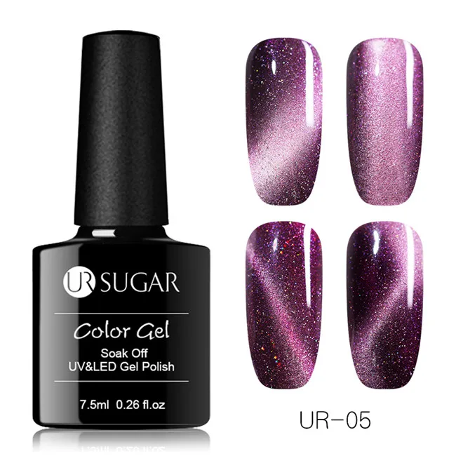 Glitter 5 Ur Sugar 9D глаз хамелеона кота Гель-лак для ногтей УФ Магнитный Гель-лак золотой цвет замачиваемый УФ светодиодный Гель-лак для ногтей маникюрный лак - Цвет: Glitter 5